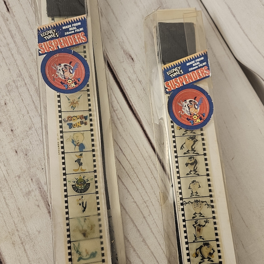 2 Sets Looney Tunes & Tazmanian Devil 35mm Film Suspenders Warner Bros.
